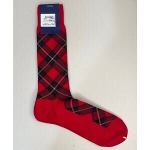 Polo Ralph Lauren Red Tartan Plaid Dress Socks Cotton Blend Size 10-13 Japan